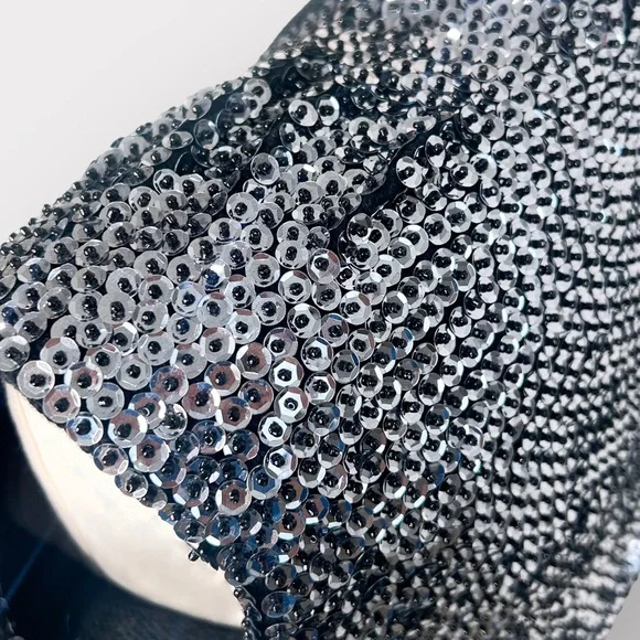 EMPORIO ARMANI “Deeana Spa” Silver Sequin Bolero Mini Sweater (Sz 8)